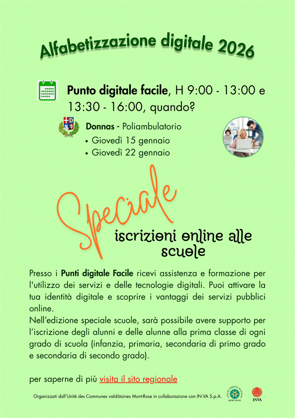 locandinda dei punti facile digitale per l'iscrizione alle scuole